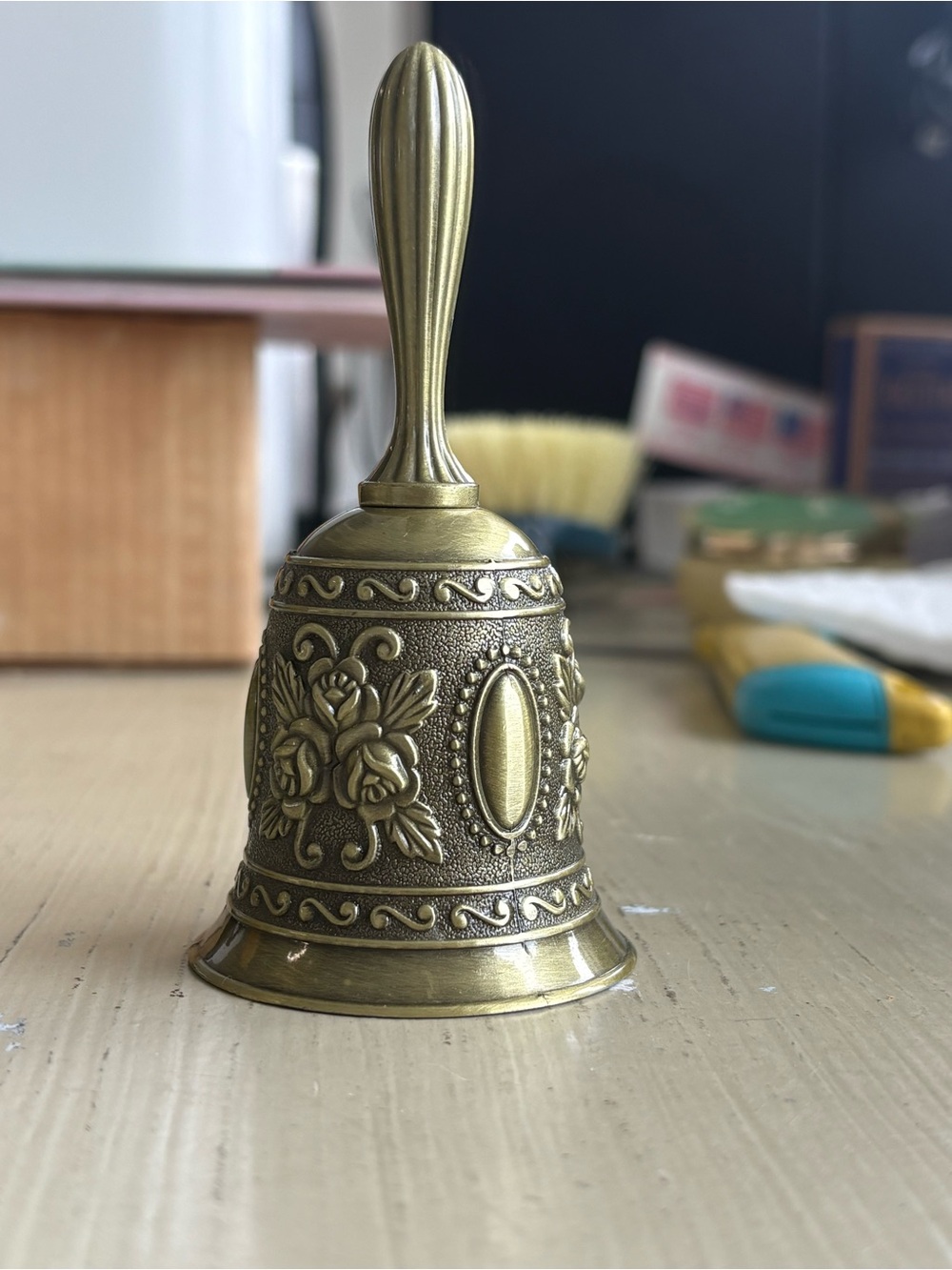 Brass Decorative Hand Bell - Gold Finish